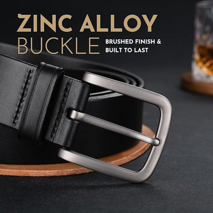 Buffway Men's Leather Belt,1.5" Handmade Top-Grain Leather–Durable,Comfortable,Suitable for Everyday Formal & Casual Wear