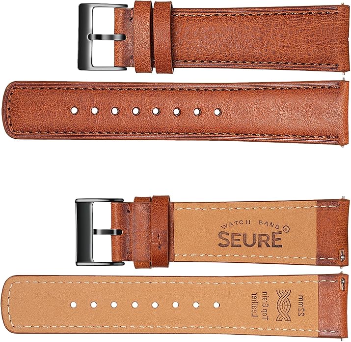SEURE Quick Release Watch Band,Top Genuine Leather Watch Straps 19mm 20mm 21mm 22mm 24mm for Men and Women