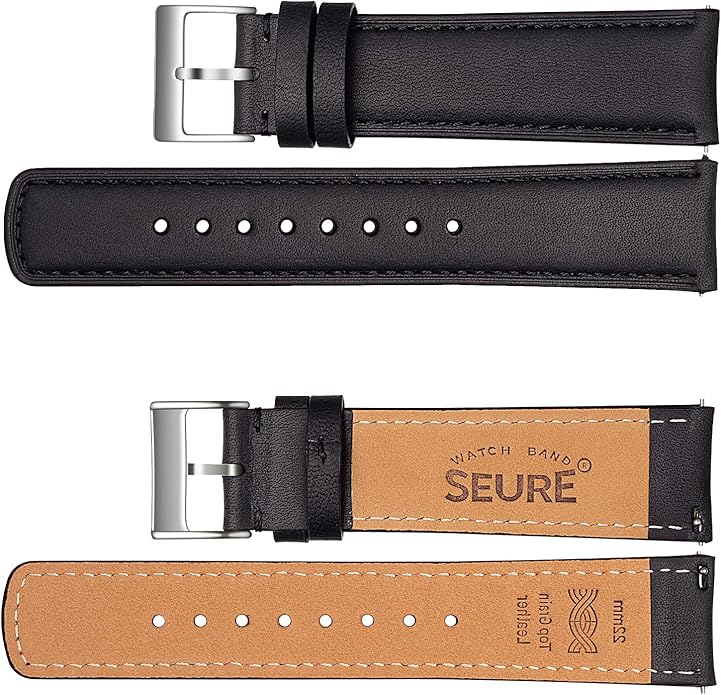 SEURE Quick Release Watch Band,Top Genuine Leather Watch Straps 19mm 20mm 21mm 22mm 24mm for Men and Women