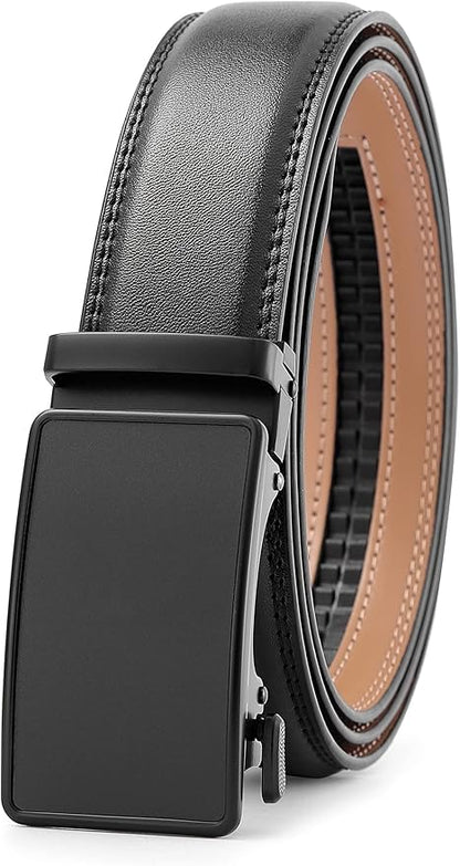 Lingli Men's Belt,Ratchet Dress Belt with Automatic Buckle Brown/Black-Trim to Fit-35mm wide
