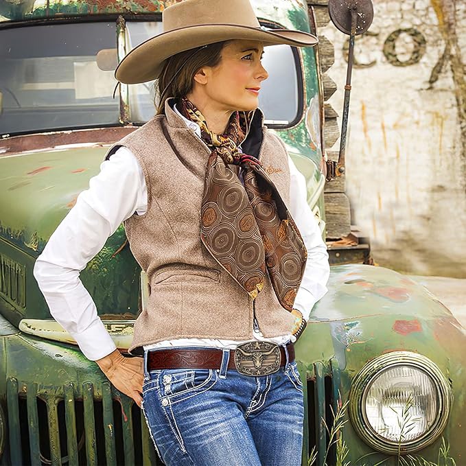 SANSTHS Western Cowboy Ratchet Belts for Men Women Leather Cowboy Belt with Automatic Western Buckle for Jeans Gifts
