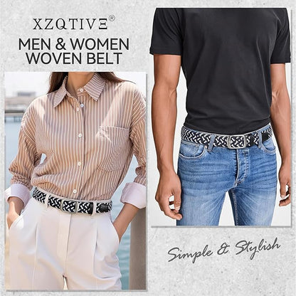 XZQTIVE Braided Belt Stretch Belt for Men and Women Multicolored Woven Golf Belt Elastic Jean Belts