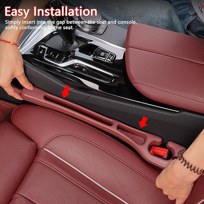 2PCS Car Seat Gap Filler Organizer – No Drop Seat Guard for Cars & SUVs | Universal Fit, Durable & Easy Install | Prevents Phone, Keys, Wallet from Falling Between Seats (Black)