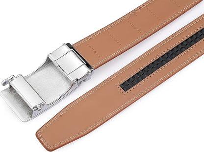 Lingli Men's Belt,Ratchet Dress Belt with Automatic Buckle Brown/Black-Trim to Fit-35mm wide