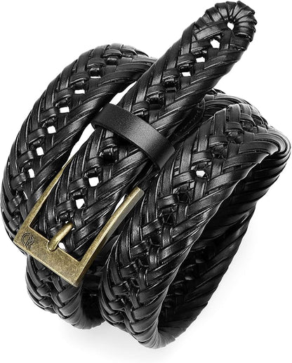 CHAOREN Leather Braided Belts for Men - 1 1/8" Mens Casual Woven Leather Belt for Dress Pant