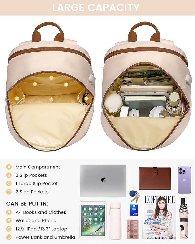 LOVEVOOK Laptop Backpack for Women,15.6Inch Fashion Travel Backpack,Large Capacity Backpack Purse with USB,Water-resistant fits College Work Business Travel