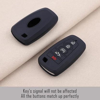 TANDRIVE Key Fob Cover for 2026 2025-2017 Ford F150 F250 F350 F450 F550 F650 F750, 5 Button, Silicone, 2-Pack, Black