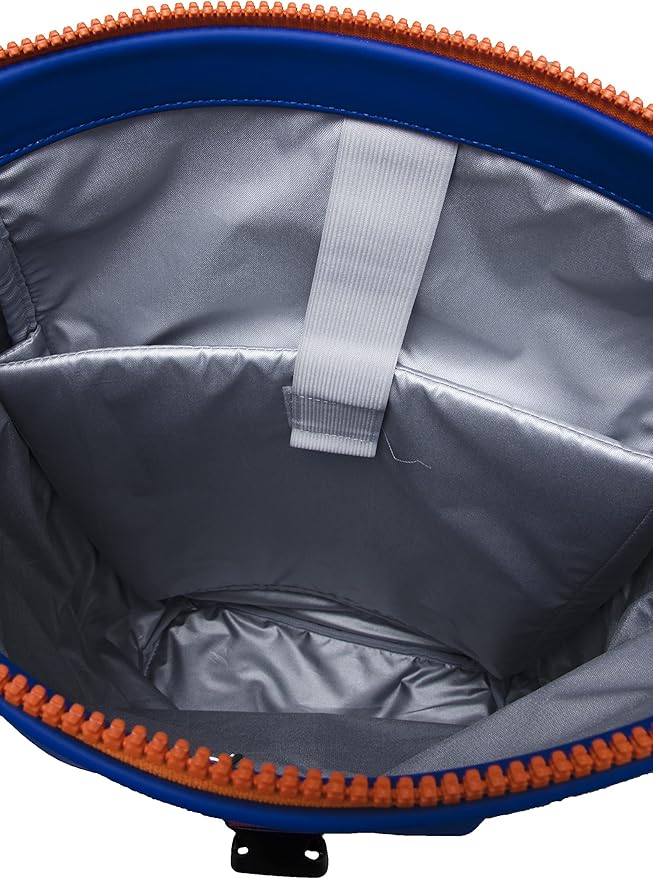 X RAY Roll Top Laptop Backpack for Men Women, PU Leather Expandable Roll Up Backpack Capacity Adjustable 22L & Fits 15.6" Laptop, Royal Blue/Tangerine