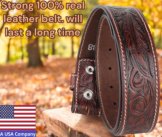 F&L CLASSIC Western Belt without buckle for men – Full Grain Leather Cowboy Belts for jeans - One Piece Leather strap belt
