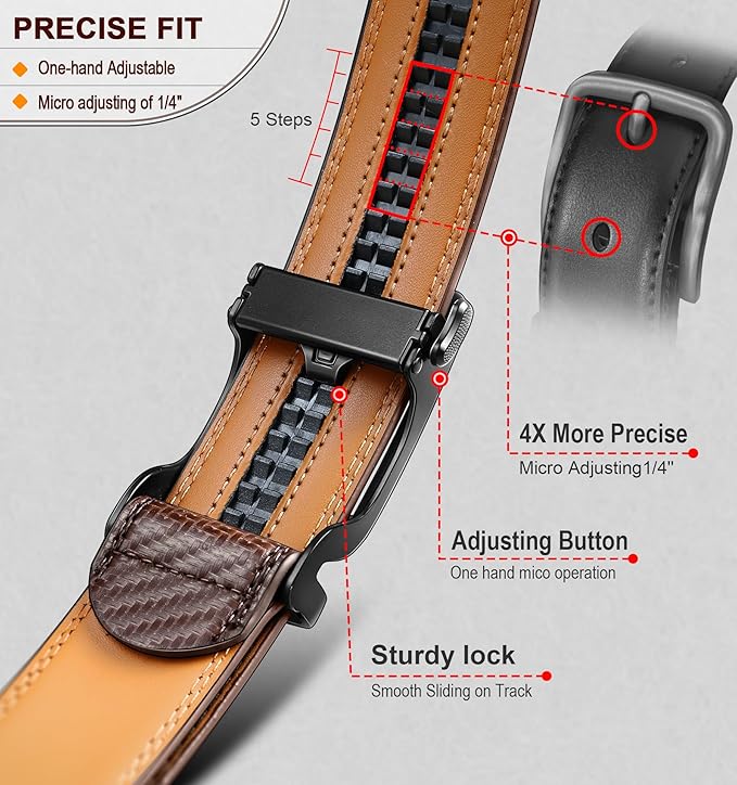 BULLIANT Men's Ratchet Belt Nontrimmable-Click Belt Adjustable for Men Gift Lightweight 1 3/8"