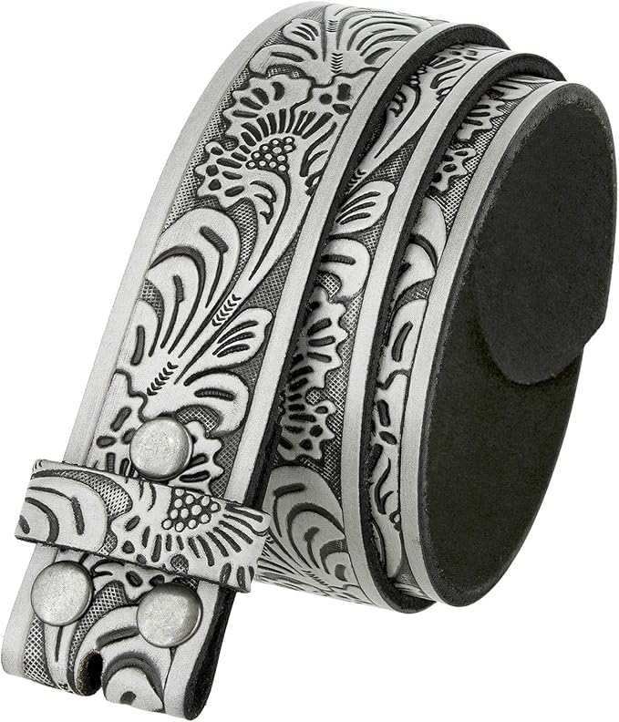 Western Floral Engraved Embossed Tooled Genuine Leather Belt Strap or Belt 1-1/2"(38mm) Wide, Multi-Style Options