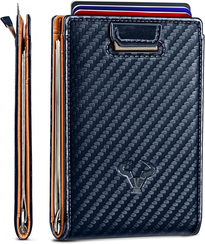 BULLIANT Men Wallet Airtag&Standard Use,Slim Front Pocket Wallet Money Clip for Gifg Men RFID Blocking 11Cards