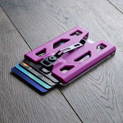 GOVO T4 Badge Holder/Wallet - Durable Polycarbonate ID/Credit Card Holder with Metal Clip and 4 Cards Slot (Holds 1 to 4 Cards) (Purple)