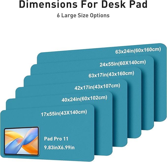 Aothia Faux Leather Desk Mat - Large Mouse Pad, Non-Slip PU Leather Blotter, Waterproof Writing Surface for Office and Home (Turquoise, 42" x 17")