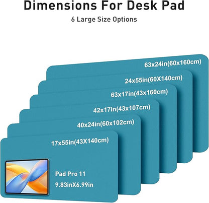 Aothia Faux Leather Desk Mat - Large Mouse Pad, Non-Slip PU Leather Blotter, Waterproof Writing Surface for Office and Home (Turquoise, 42" x 17")