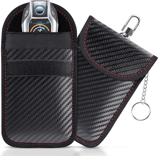 Lanpard Faraday Bag for Key Fob(2 Pack), Faraday Cage Protector, Car RFID Signal Blocking Key Fob Protector, Double-Layers of Shielding Carbon Fiber Material Anti-Theft Faraday Pouch