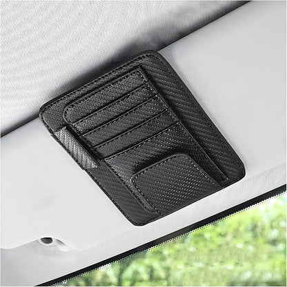 Augeny Car Sun Visor Organizer, Auto Visor Organizer and Storage, Registration and Document Holder, Vehicle Accessories for Sunglasses Document Card Pen Driver License (Carbon Fiber Black)