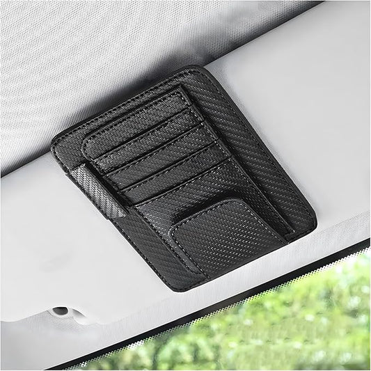 Augeny Car Sun Visor Organizer, Auto Visor Organizer and Storage, Registration and Document Holder, Vehicle Accessories for Sunglasses Document Card Pen Driver License (Carbon Fiber Black)