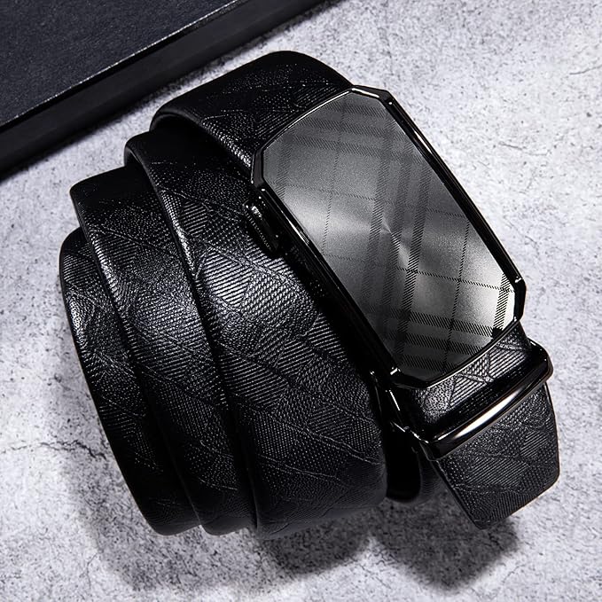 Dubulle Designer Mens Belts, Sliding Automatic Buckle Ratchet Dress Belt TOP Genuine Leather Strap Gifts