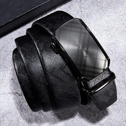Dubulle Designer Mens Belts, Sliding Automatic Buckle Ratchet Dress Belt TOP Genuine Leather Strap Gifts