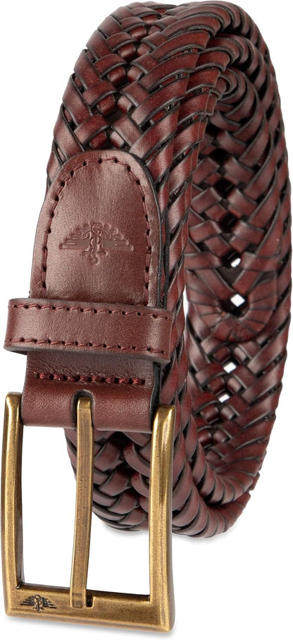 DOCKERS Men's Braided Leather Belt, Fully Adjustable Casual Strap for Everyday Wear