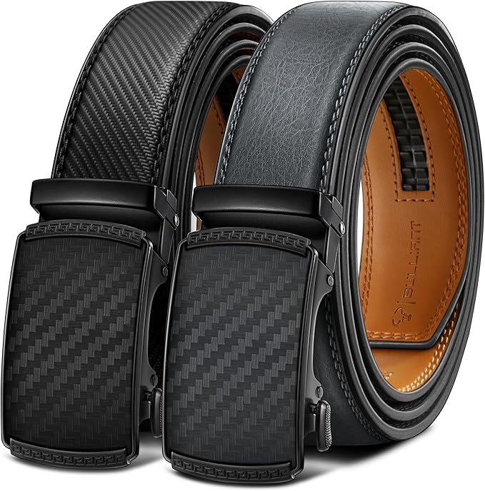 BULLIANT Men Belts 2 Pack,Ratchet Sliding Belt Adjustable For Gift Mens Dress Casual 1 3/8",Cut for Fit
