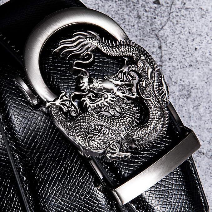 Barry.Wang Mens Belts Leather Ratchet Automatic Buckle Slide Click 1 3/8" Designer Dress Fashion Classic Casual Work Business