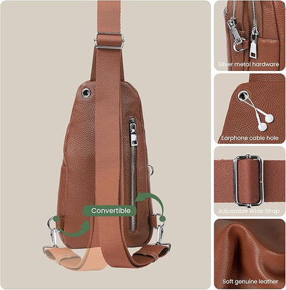 befen Genuine Leather Small Sling Bag for Women Anti-Theft Crossbody Chest Bags Fanny Packs for Travel with RFID Card Slots