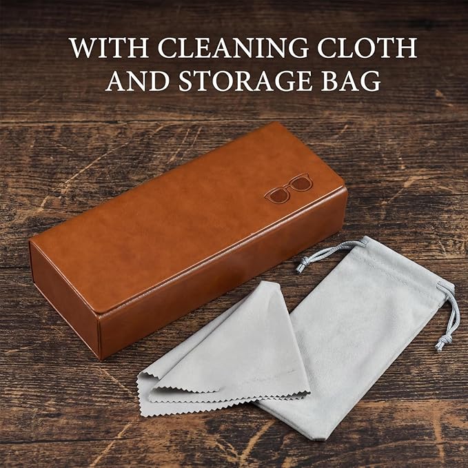 Glasses Case hard shell,3-in-1 Sunglasses Case & Eyeglass Case with Cleaning Cloth & Storage Pouch