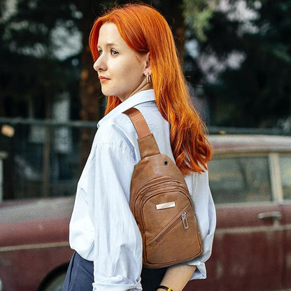 QuneusHot 2Pcs Sling Bags for Crossbody Small Leather Backpack Anti Theft Casual Chest Bag Travel Hiking for Men Women