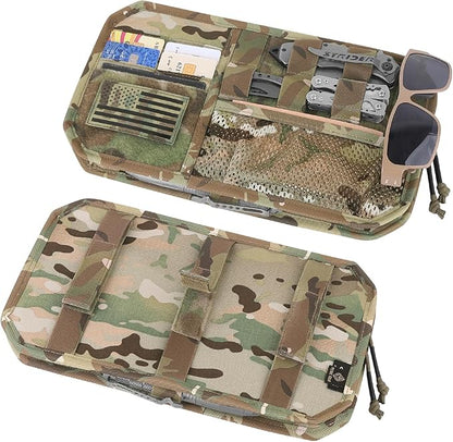 Car Sun Visor Organizer, Tactical Sunvisor Organizers Storage Covers for Trucks, Molle Panel with Pockets Zipper Visor Storage Pouch Accessories, Fits Most Vehicles, SUVs & Jeeps (MC)