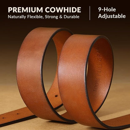 Men's Leather Belt Full Grain Leather Belts for Men Handmade Real Solid Top-Grain Leather Heavy-Duty Work Belt Gifts