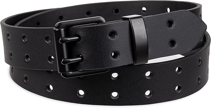 Dickies Men's Double Prong Leather Work Belt – Fully Adjustable, Regular & Big and Tall Sizes