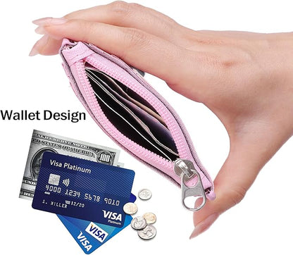 【2025 New】 Cute ID Badge Holder Retractable Lanyard Reel Clip with Heavy Duty Carabiner,5 Card Slots in 2 Sided with Key Ring and Zipper for Students Teens Boys Girls Office Staff Women (Lovely Girl)
