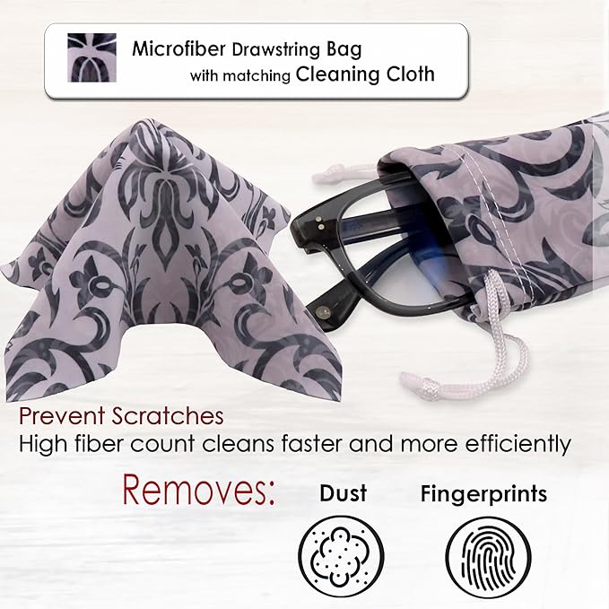 MyEyeglassCase Hard Shell Glasses case, Medium Eyeglasses Holder, Easy Open Lip for Men Women, Portable Sleeve Pouch & Cloth
