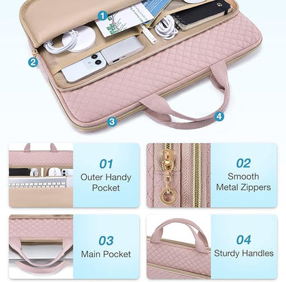 BAGSMART Laptop Case Compatible with 13-13.3 inch Notebook,Compatible with MacBook Pro 14 Inch,MacBook Air,Protective Carrying Bag with Pocket,Handles, Beige