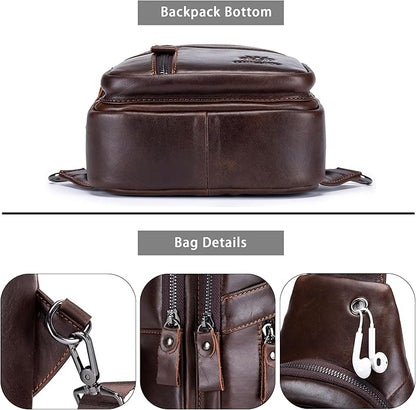 LUKZIJAES Genuine Leather Sling Bag for Men