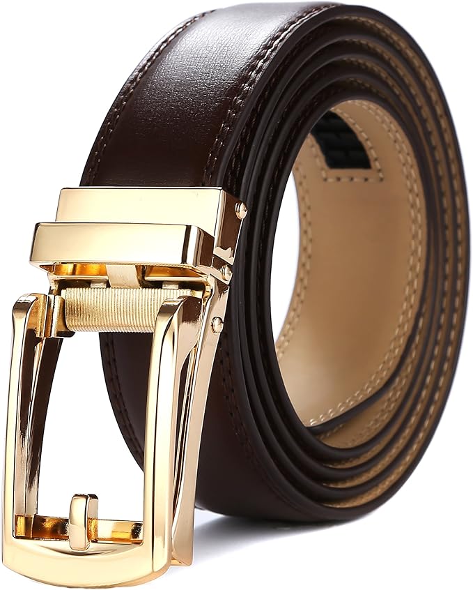 Tonywell Mens Leather Ratchet Belts with Click Buckle Perfect Fit Dress Belt 30mm Wide