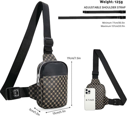 Long Keeper Mini Sling Bag - Women Men Vegan Leather Crossbody Phone Bag Waterproof Travel Running Chest Bag Casual Daypack