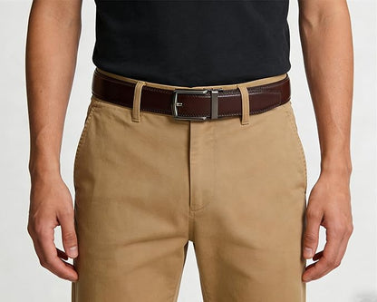 Lingli Men's Belt,Ratchet Dress Belt with Automatic Buckle Brown/Black-Trim to Fit-35mm wide