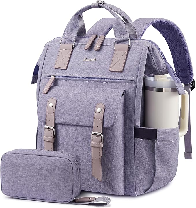 LOVEVOOK Laptop Backpack for Women with Giant Tumbler Holder Pocket,17.3 inch Waterproof Travel Backpack Purse Computer Laptop Bag