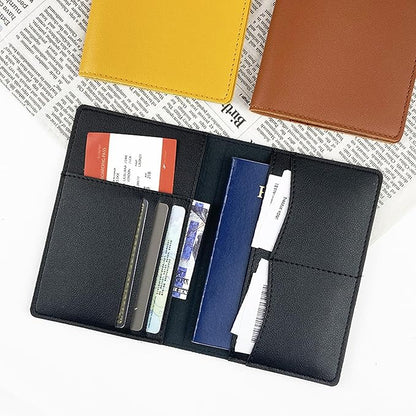 Handmade Travel Wallet for Men & Women - Dual Passport Holder, Ultra-Slim Leather Document Organizer (Black/Pink) (Black)