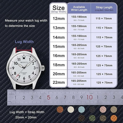 WOCCI 15mm Grace Leather Watch Band for Ladies, Top Grain Leather, Quick Release Replacement Strap with Rose Gold Buckle (Beige)