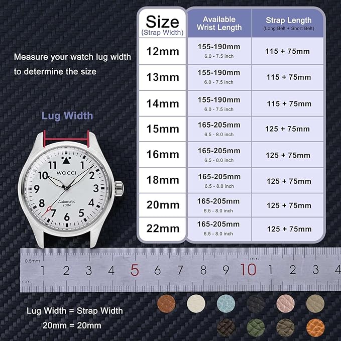 WOCCI 20mm Grace Leather Watch Band for Ladies, Top Grain Leather, Quick Release Replacement Strap with Gold Buckle (Elephant Grey)