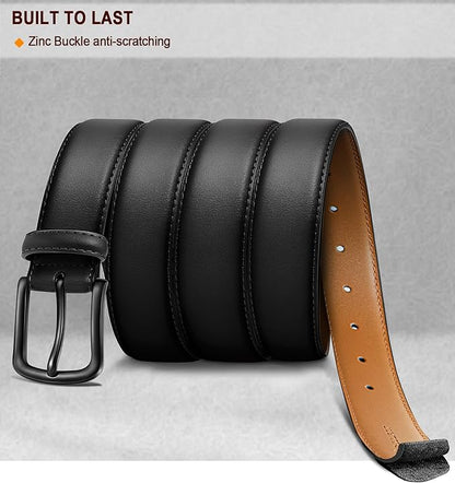 BULLIANT Men Belt-Leather Belt 7 Holes Comfortable for Men Dress Casual Jeans 1 3/8"
