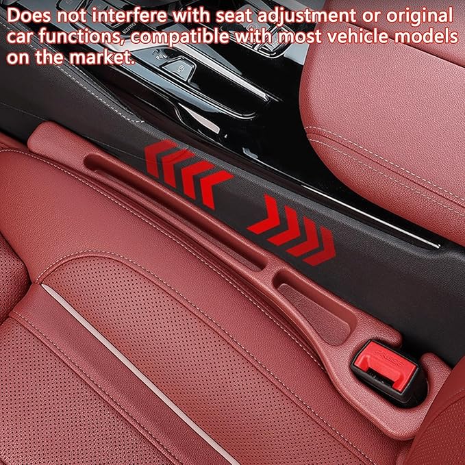 Car Seats Gap Filler Dual-Slot Car Seat Gap Organizer – with Belt Slot, Anti-Drop Gap Filler for Cars & SUVs – No More Lost Items, All Within Reach (2PCS) (Black)