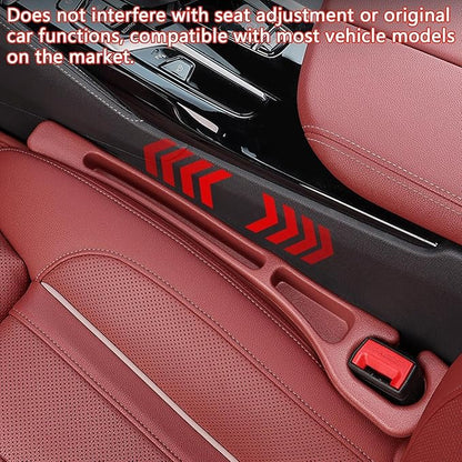 Car Seats Gap Filler Dual-Slot Car Seat Gap Organizer – with Belt Slot, Anti-Drop Gap Filler for Cars & SUVs – No More Lost Items, All Within Reach (2PCS) (Black)