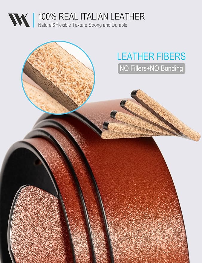WOLFANT Two-in-One Reversible Leather Belt,100% Italian Full Grain Real Solid Leather Dress Casual Belt