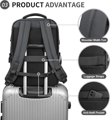 Lightweight 20L Commute Backpack for Men & Women, Water-Resistant Travel Daypack with 15.6-Inch Laptop Compartment & Anti-Theft Pockets, Dark Gray