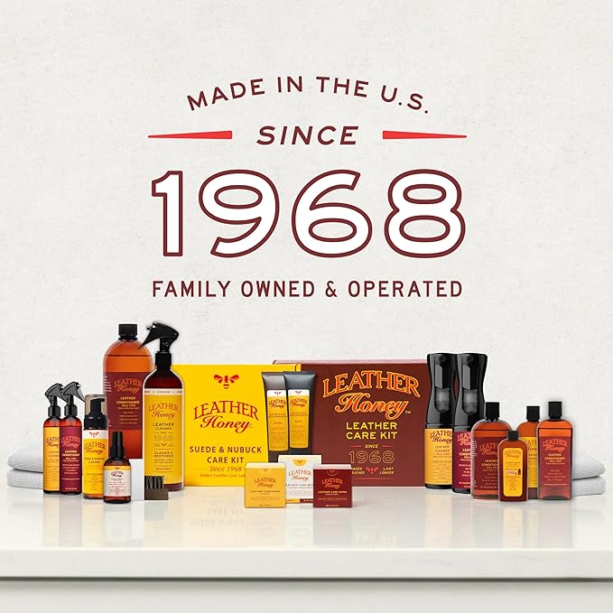 Leather Honey Leather Cleaner Spray: UV Protectant, Non-Toxic & Made in the USA Since 1968. Cleans & Protects Leather, Faux & Vinyl - Couches, Car Seats, Purses, Shoes, Bags & Tack. Safe for Any Color